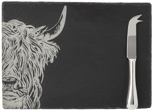 The Just Slate Company JS/CBGS/HC Highland - Juego de cuchillos y tabla para queso de vaca
