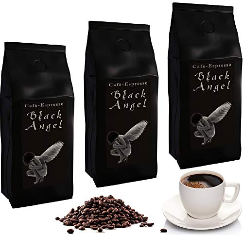 C&T Black Angel Espresso Deluxe - Lote de 3 paquetes de 1000 g de grano de café grueso de alta calidad de nuestra famosa serie Espresso Angel