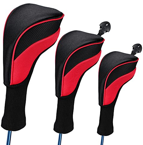 3pcs/Set Driver # 1 3 5 Fairway Wood Cover Golf Club Headcover (Red（3pcs）)
