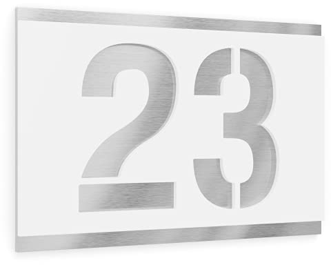 GRAVIERS DESIGN Número de Casa Exterior Personalizable de Acero Inoxidable. 160 x 110 mm en Blanco Resistente a la Intemperie. Para Puertas y Portales. [Made in Germany]