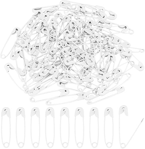 arricraft 100 Pcs Iron Safety Pins, 30mm Small Size White Metal Pins Iron Sewing Tools Small Sewing Safety Pins for Clothes Blankets Crafts Skirts Kilts Brooch Making Knitting Quilting, Pin: 0.7mm