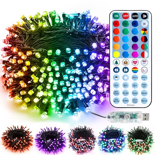 BrizLabs Halloween dekoration ljuskedja, 10 m 100 LED USB färgglad ljusslinga inomhus färgväxling RGB juldekoration utomhus vattentät med fjärrkontroll timer för trädgård julgran rum fest