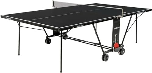 Pegasi Tischtennisplatte 700 - Tischtennisplatte Indoor - Faltbare Tischtennistisch - Klappbar - Original Tischtennistisch - Mit Rädern - Beweglich - Schwarz