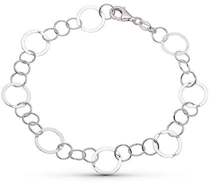 Pulsera eslabones circulares en Plata de ley 925 - Joyas para Mujer Hecho en España - Ideal para regalo