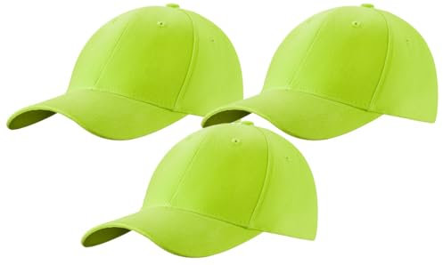 MFAZ Morefaz Ltd Set 3X Herren Baseballkappe Cap Verstellbarer Riemen Baseball Mütze (DE/NL/SE/PL, Alphanumerisch, M, XL, Neon Yellow)