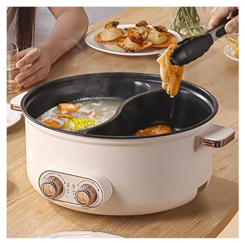 HJXBD888 Fondue Chinoise Electrique, Double Interrupteur de Commande Multi-Fonctions Multi-Fonctions Appareil Fondue Chinoise Electrique, Convient Aux Petites FêTes (avec 2 Filets Non éTanches),7.5L
