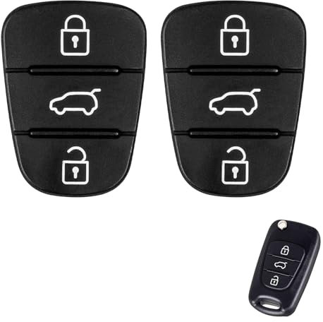 Set di 2 Guscio Cover Scocca Chiave in Gomma Auto, Compatibile con Hyundai e Kia, 3 Pulsanti, Copertura Protettiva per Chiavi del Telecomando, Parti di Ricambio Delle Chiavi Kia e Hyundai - Nero