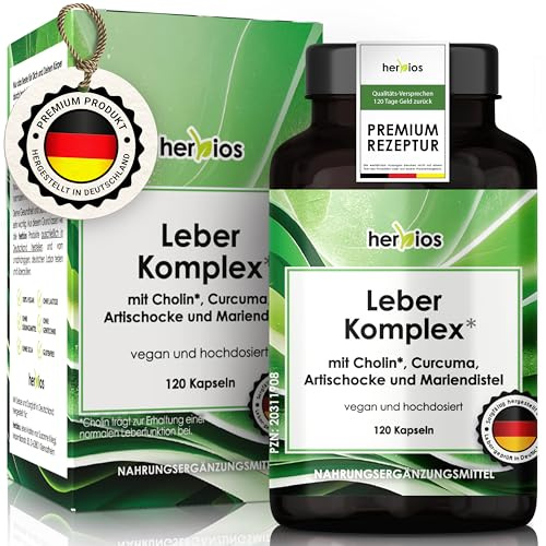 FRÜHLINGSANGEBOT* Leber-Komplex 5-fach hochdosiert - 120 Kapseln für 4 Monate - Mariendistel Artischocke Cholin, Curcuma & Zink - Leberkur vegan - laborgeprüft - ohne Zusatzstoffe