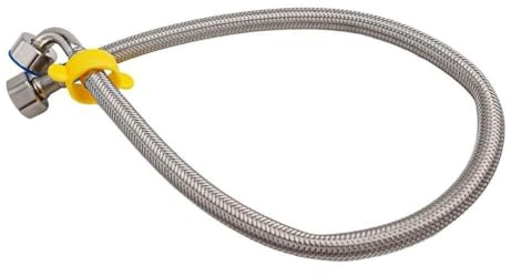 Gettimore Raccords de tuyau flexibles coudés 1/2 90 degrés en acier inoxydable tressé pour salle de bain, cuisine, chaudière, eau chaude et froide