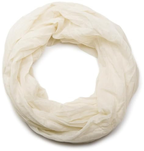 styleBREAKER leichter unifarbener Loop Schlauchschal, Sommerschal seidig, Halstuch Unisex einfarbig 01016076, Farbe:Creme