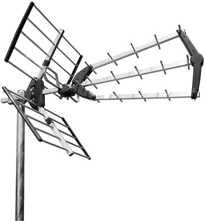 CABLEPELADO Antena TDT LTE 700 Alta Ganancia, Antena Triple Plegable UHF G=18 dB, Aluminio de 16,5 mm de sección en Eje Principal, Ideal para recepción de Televisión Digital Terrestre, Negro (Negra)