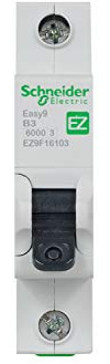 Schneider Electric Easy9 - Disjoncteur miniature MCB 1 pôle, type B, capacité de coupure 6 kA, 3 A, 230 V, EZ9F16103