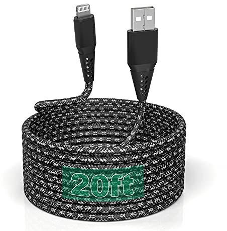 20FT/6M iPhone Ladekabel Lang Light ning Kabel MFi Zertifiziert iPhone Kabel Nylon Schnellladung Apple Ladekabel für iPhone 13/iPhone 12/11 pro/11/XS Max/X/XR/8/8 Plus/7/7 Plus/6/6 Plus/5S/5/SE