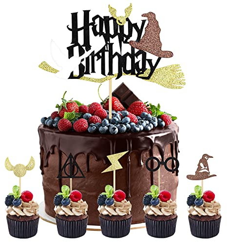 Harry Potter Cupcake Toppers Wizard Gâteau Toppers Décorations de Cupcakes Anniversaire Fournitures de Parti(21 Pièces)