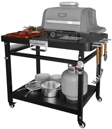 EasiBBQ Support pliable pour barbecue Ninja Outdoor Woodfire Series, chariot de barbecue pour four à pizza OG700 OG800 OG900 et OO101 Woodfire, remplacement pour support d'extérieur XSKUNSTAND