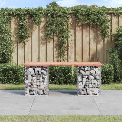 Rantry Gabionenbank Bank Sitzbank Parkbank Möbel Gabione Steinkorb Drahtkorb Gartenbank Bänke Gabionenkorb Ruhebank Gartenbank aus Gabionen 103x31x42 cm Massivholz Douglasie