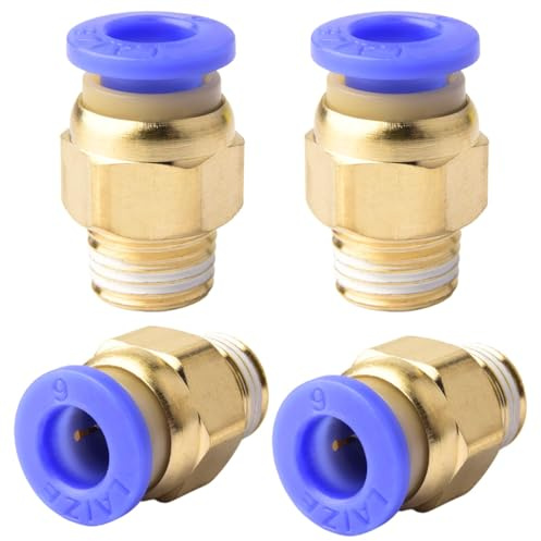 4 stycken 6 mm 1/8''PT med rak yttre gänga, snabbkoppling för pneumatiska slangar med push-in-anslutning
