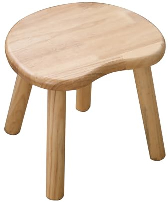 HuiDao Wooden Stool, Small Step Stool for Kids, 10 inch Small Short Solid Wood Chair Perfect Matched Sensory Table, Sturdy and Versatile for Bathroom, Kitchen, Bedroom, Plant Stand (Burlywood)