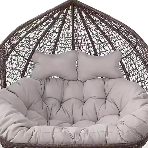 2-sits äggstol gungkudde utomhus, 2 personer hängande äggstolskudde, dubbel hängande korg stolskudde, hängande hängmatta stol kudde ersättning (endast Cush (storlek: 170 x 120 cm, färg: ljusgrå)
