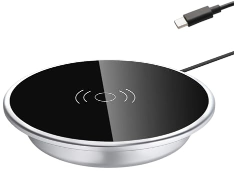 cielb | 15 W inbyggd USB-C-trådlös laddare Ø 60 mm snabbladdningsstation för smartphones, möbler, induktion, snabbladdare, trådlös laddare