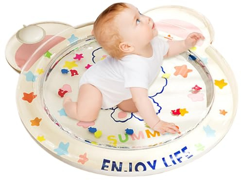 Ruwshuuk Vattenlekmatta, vattensensorisk, babylekmattor för golv, inbyggda flytande stjärnor, bärbart aktivitetscenter för och flickor