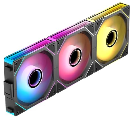 Jungle Leopard Interstellar-V1 UNI Daisy Chain RGB PC fläkt 120 mm 3-pack, 2000RPM/58.36CFM/24LEDs, 5V3PIN ARGB und 12V4PIN PWM fläkt (BKRF)