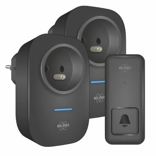 ELRO DB4000PF Kit de Sonnette de Porte cinétique sans Fil – avec 2 récepteurs enfichables avec Prise - Version FR / Type E – sans Piles – Portée 150 m