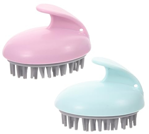 BEBEMOKO 2 pièces Brosse Massante pour Chevelu avec Poignée Massage Apaisant Stimulation Pousse des Cheveux Convient à Plusieurs Types de Cheveux Nettoyage Couleur Couleur Aléatoire