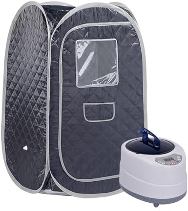 Bärbar Bastu For Hela Kroppen Ångbastu Hopfällbar Med 2L 1000 Watt Steamer Home Spa Effektiv Uppvärmning(Black Gray Set)