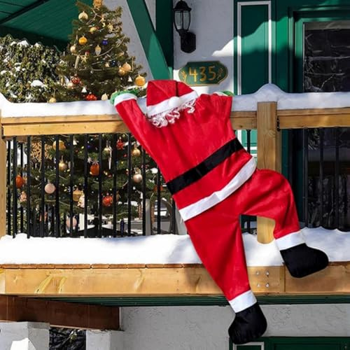 Christmas Hanging Santa Claus, 42 inches Hanging Santa Claus Large Christmas Santa Claus Climbing Decoration for Outdoor Yard Indoor Home Decor Xmas Ornament