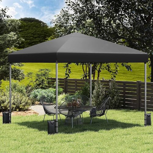 YITAHOME 3 x 3m Pop-Up Pavillon | wasserdicht Faltpavillon | Anti-UV Gartenzelt Partyzelt | mit Tragetasche und Seilen | für Terrasse Strand Camping Markt Festival (schwarz+Einteiliges Tuch)