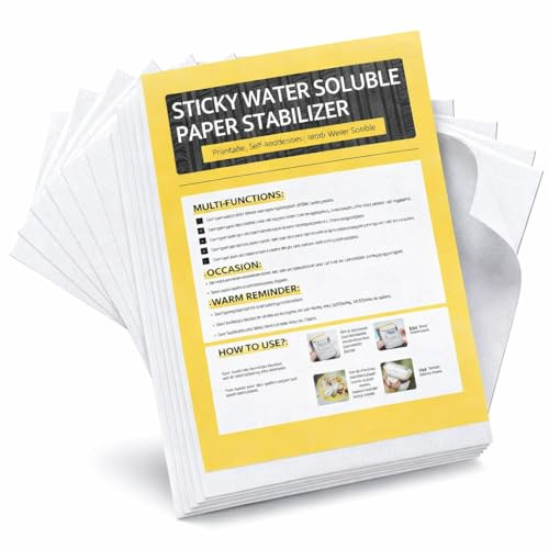 10 Pack Water Soluble Embroidery Paper, A4 (29.7x21cm) Stick and Stitch Embroideries Papers, Printable Dissolvable Sticky Water Soluble Stabilizer Paper Patterns for Hand Embroidery Machine