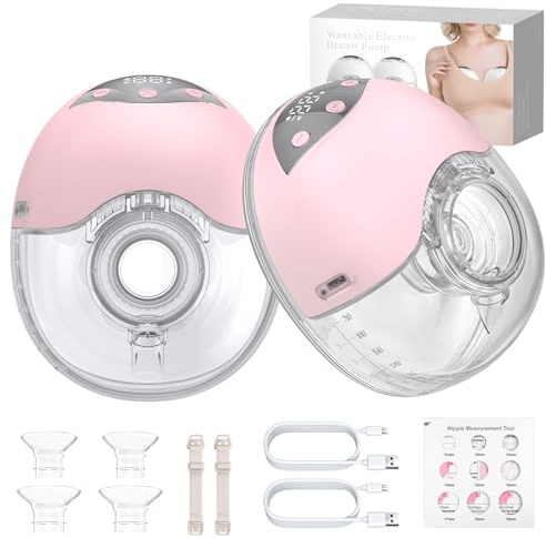 YGiTK Tire-Lait Électrique Double, 210 ml, 4 Modes, Rose, 2 Pièces | Double pompage, 12 niveaux, écrans LED, recharge USB-C et tailles 19/21/24 mm pour gagner un temps précieux au quotidien