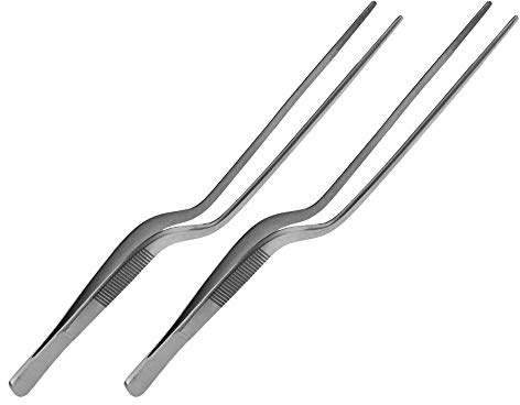 May Uppsättning av 2 kokpincetter – stekpincett – vändpincett – gourmetpincett – bajonettpincett – rostfritt stål – längd: 20 cm