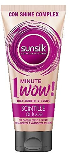 Sunsilk, Tratamiento intensivo de 1 minuto Wow, máscara de cabello encrespado y apagado, con brillo complejo, línea de chispas de luz, para cabello brillante, hidratado y sedoso, acción ultra rápida,