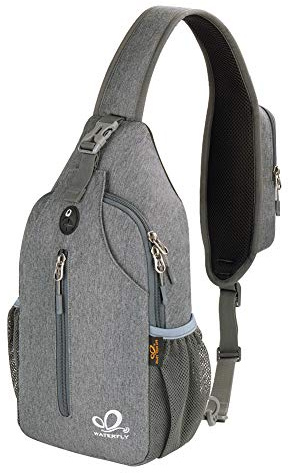 WATERFLY Crossbody Sling Backpack Sling Bag Travel Hiking Chest Bags Daypack (Dark gray)