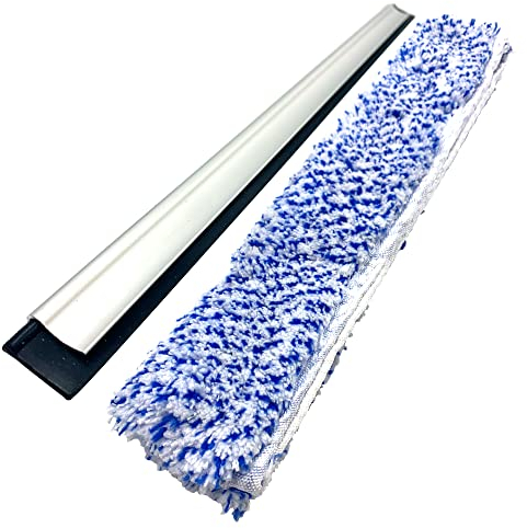 Replacement Window Cleaner Rubber Squeegee Blade and Microfibre Glass Window Wiper Pad, Replacement Accessories for 14” Multipurpose Window Cleaning Glass Squeegee for Window, Car, Bathroom & Shower