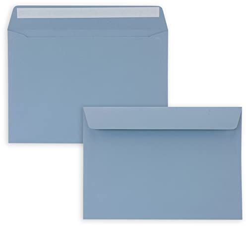 25x Briefumschläge DIN C5 Graublau (Blau) - 16,2 x 22,9 cm - Haftklebung - Edle Kuverts für große Einladungen und Karten zum Geburtstag oder Hochzeit