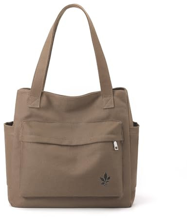 CORIOS Bolso de Mano para Mujer Bolso Tote Lona Casual Bolso Shopper Bolsa de Ocio Multifuncional Bolsos de Hombro para Compras Viajes Citas Trabaj Marrón