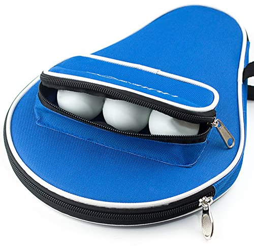 Generic Oxford Pingpong-Schlägertasche - Weiche professionelle Aufbewahrungstasche mit Reißverschluss für Tischtennis, Blau, 1 Schläger + 3 Bälle