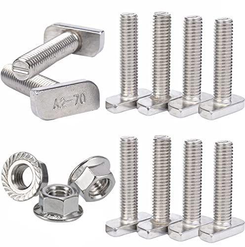 Hammerkopfschrauben M10X25 Edelstahl A2-70 mit Flanschmuttern Befestigung für pv Module Photovoltaik-Aluprofil Gewächshaus Photovoltaik Solar Montageschiene 10 Stk (M10)