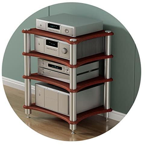 JHLP HiFi-Audio-Schrank mit 4 Ebenen mit stoßdämpfenden Füßen, 60 x 48 x 85 cm, perfekt für Stereo-Geräte, Spielekonsolen und Streaming-Geräte, Audio-Rack, um Ihr Audio-Erlebnis zu verbessern