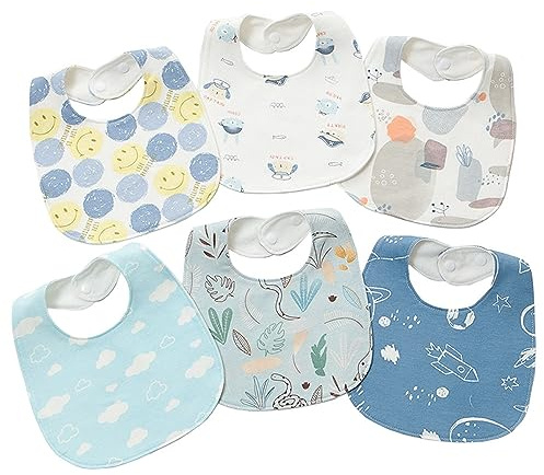 Oaygat 6-Pack Baby Bandana Dribble Bibs Cotton Teething Bibs Infant Feeding Bibs Soft and Absorbent Bids with Adjustable Snaps Waterproof Drool Bibs for 0-36 Months Unisex Girls Boys Newborn Toddlers