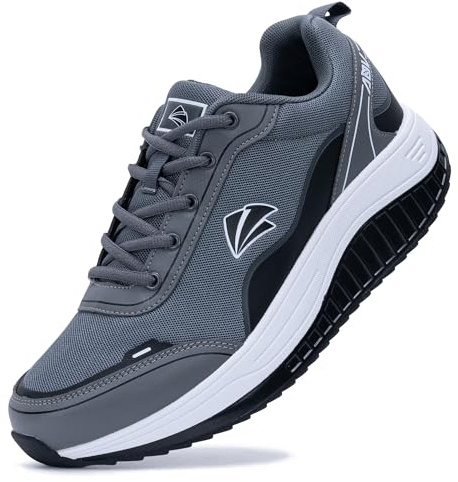 QAUPPE Men's Shoes Walking Arch Support Orthotic Sneakers Plantar Fasciitis Wide Tennis Shoes for Heel and Foot Pain Relief GreyBlack 8