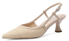 QUEEN HELENA Décolleté con Tacco Basso Scarpe Eleganti Donna K3398 (Camel, Sistema Taglie Calzature EU, Adulto, Donna, Numero, Media, 37)