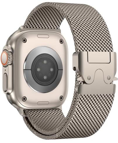 Bracelet de montre métallique, en acier inoxydable, maille milanaise, compatible avec les bracelets de 42, 44, 45, 46, 49 mm pour Apple Watch Ultra/Ultra 2/Series 1/2/3/4/5/6/7/8/9/10/SE, titane