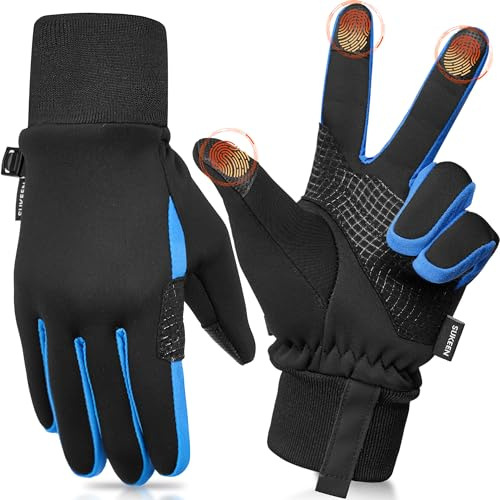 Sukeen Anti-Rutsch Handschuhe Kinder Fahrradhandschuhe, Softshell Handschuhe Kinder Warme Winterhandschuhe Wasserdicht Winddicht Laufhandschuhe für Mädchen Jungen 4-18 Jahre