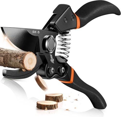 DECERK® 8.5 Professional Pruning Shears - Cuts 4X Easier with Ultra Sharp Japanese Steel Titanium Blade, Arthritis Friendly Garden Scissors & Plant Clippers, Effortlessly Prunes 3/4 Branches