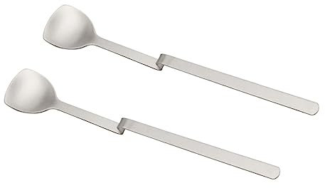 Cabilock 2 Pezzi Cucchiai Da Dessert Cucchiaio Da Aetizer Cucchiaio Da Cucina in Acciaio Inox Con Manico Curvo Per Ed Espresso