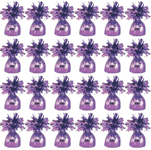 PARTYRAMA.CO.UK Lavender Foil Helium Balloon Weights 175gr - Pack of 24 - Durable & Colourful Weights for Birthdays Parties, Events & Celebrations - Perfect Balloon Weight Holders